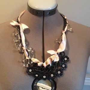 J. Crew Black Chain and Ribbon Necklace
